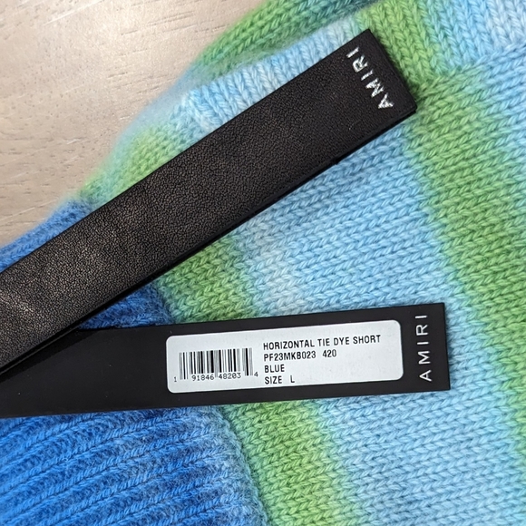 Mens AMIRI Horizontal Tie-Dye Cashmere Blend Shorts Blue Large - Picture 8 of 8